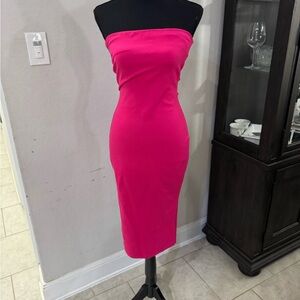 Superdown Vibrant Pink Strapless Midi Dress